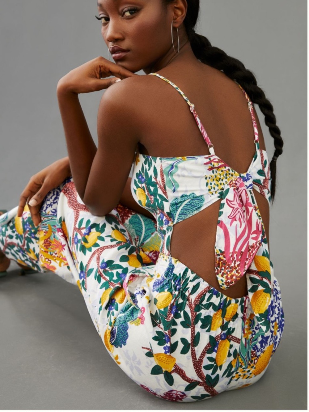 Maeve Cutout Linen Jumpsuit Anthropologie Beachy Vacation Floral Fun - Picture 7 of 7